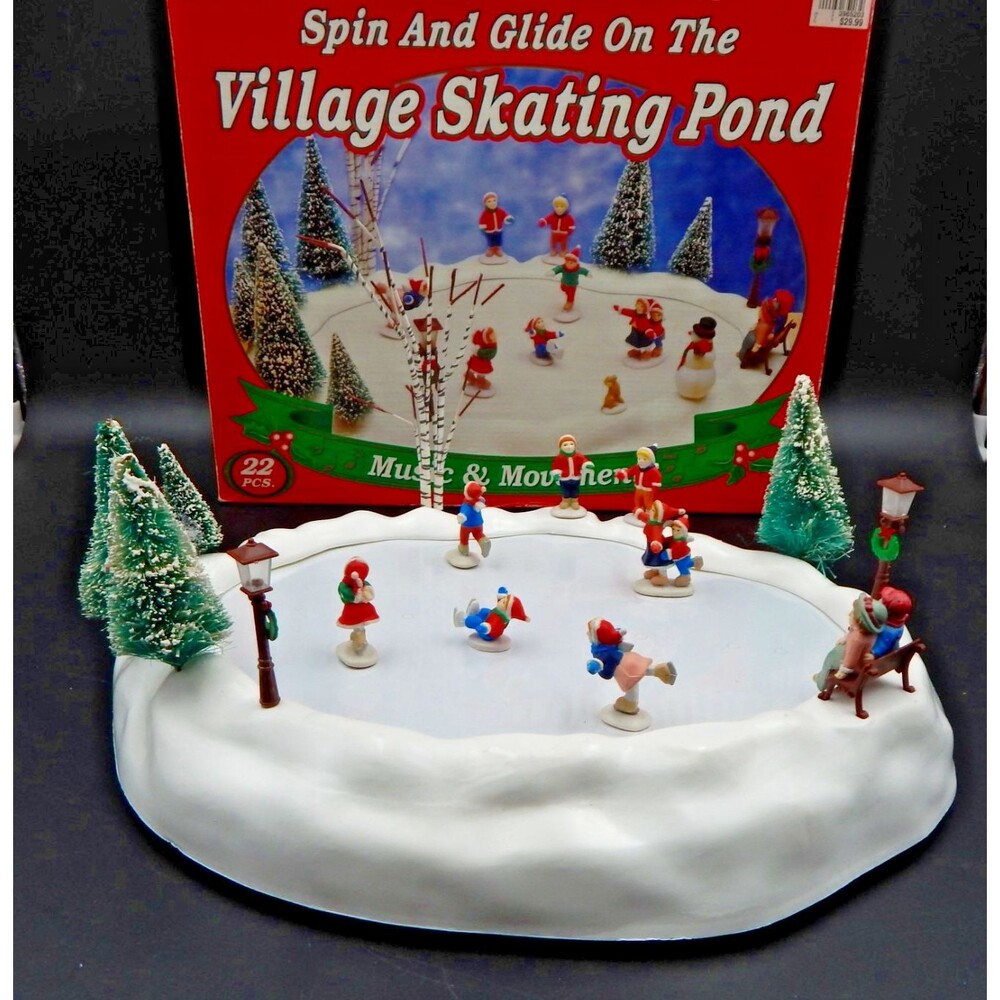 Vintage Spin And Glide On The Village Skating Pond Box Animated Musical